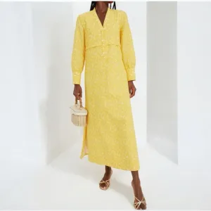 Tuckernuck Yellow Daisy Jacquard Aurelia Dress NEW