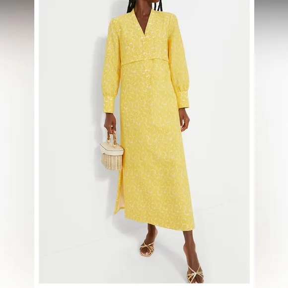 Tuckernuck Yellow Daisy Jacquard Aurelia Dress NEW