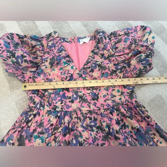 Tucknernuck Hyacinth House Pink Floral Sheila Mini Dress (Size M)