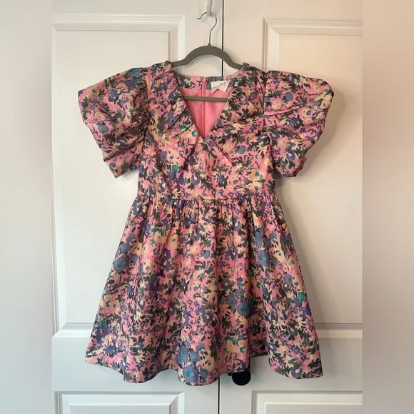 Tucknernuck Hyacinth House Pink Floral Sheila Mini Dress (Size M)
