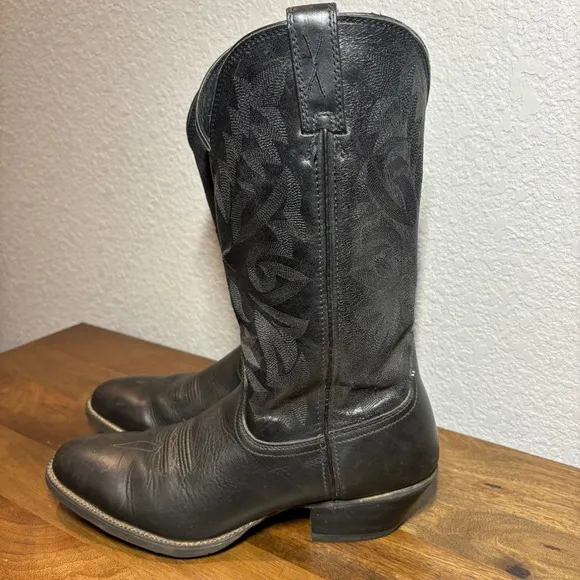 Twisted X Men's Black Smooth Leather Western Cowboy Boots Patterned  Size 10 D
