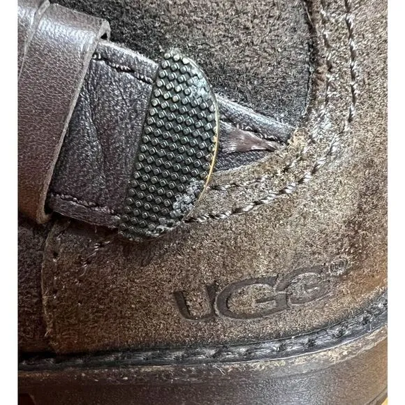 UGG Australia Boots Size 7 Dayle Lodge Brown Oiled Leather Tall Zip Riding