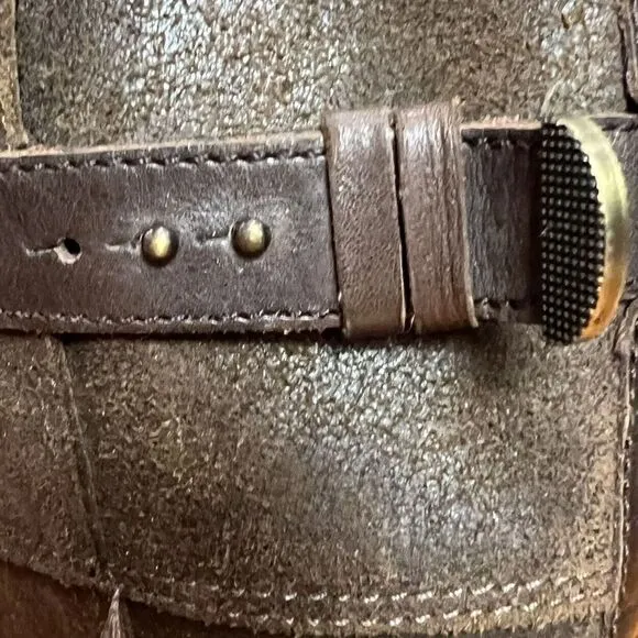 UGG Australia Boots Size 7 Dayle Lodge Brown Oiled Leather Tall Zip Riding