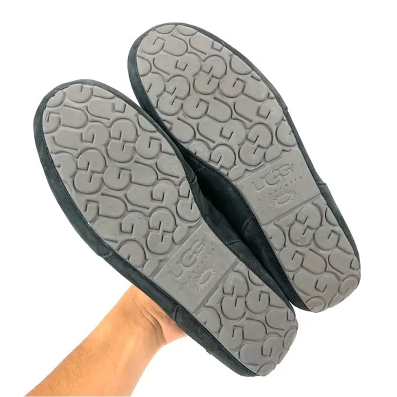 UGG Australia Men's Tucker Black Nubuck Leather Slip-On Driver Loafers 1008831