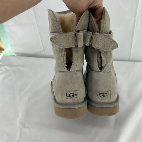 UGG Australia Women's Gray Remora Buckle Booties Size 10 Winter Casual