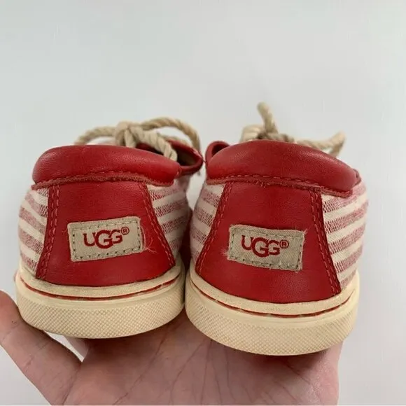 Ugg Australia womens sneakers size 6 37 red canvas striped lace up nautical