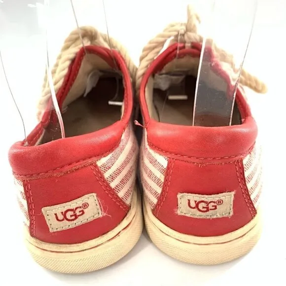 Ugg Australia womens sneakers size 6 37 red canvas striped lace up nautical