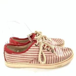 Ugg Australia womens sneakers size 6 37 red canvas striped lace up nautical