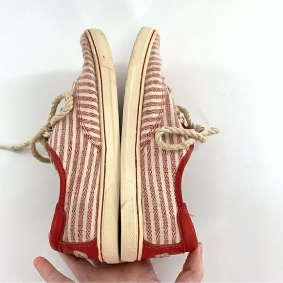 Ugg Australia womens sneakers size 6 37 red canvas striped lace up nautical