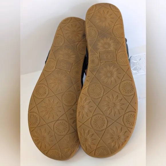 UGG Ayden Leather Sandals Ankle Strap, Comfort, Style, Sun Medallion, like new