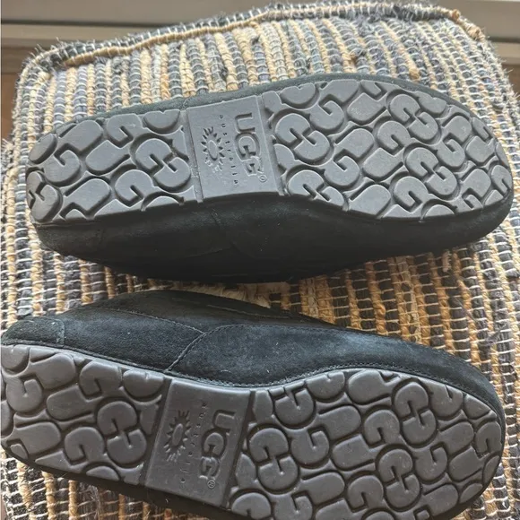 UGG Black and Cream Slip-On Loafers