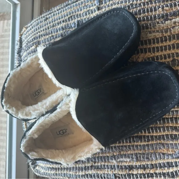 UGG Black and Cream Slip-On Loafers