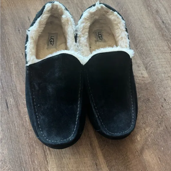 UGG Black and Cream Slip-On Loafers