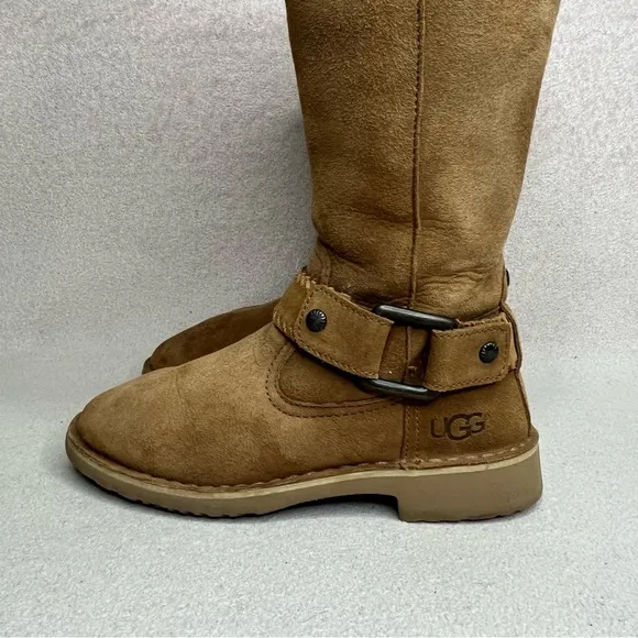 UGG Braiden Suede Tall Riding Boots-Brown/Tan-Women’s 5-Classic-Cozy-Winter-Boho