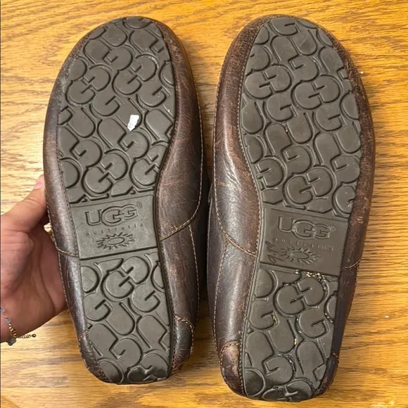 UGG Brown Leather Slip-On Loafers
