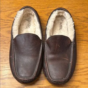 UGG Brown Leather Slip-On Loafers