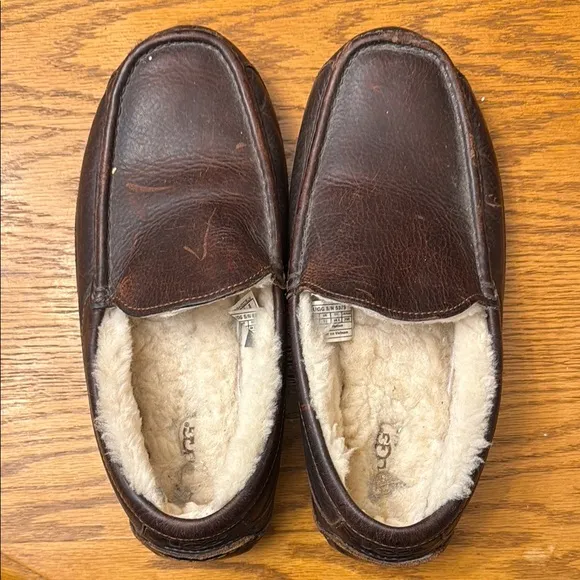 UGG Brown Leather Slip-On Loafers