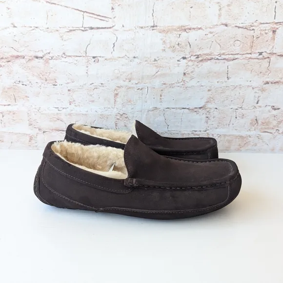 UGG Brown Suede Slip-On Loafers with Plush Lining
