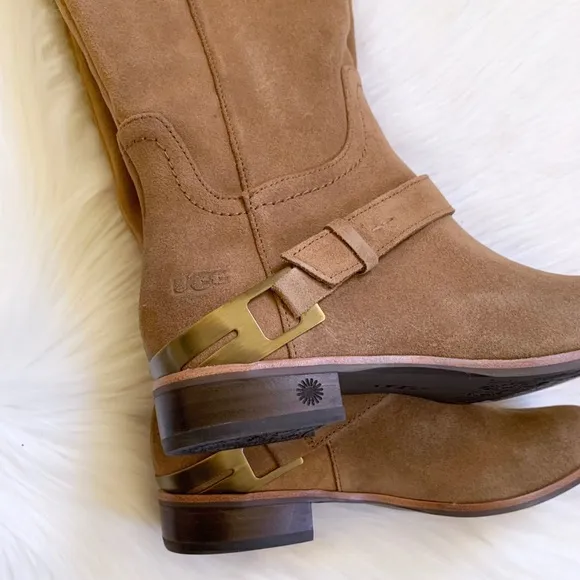 UGG Channing Chestnut Suede Riding Boots