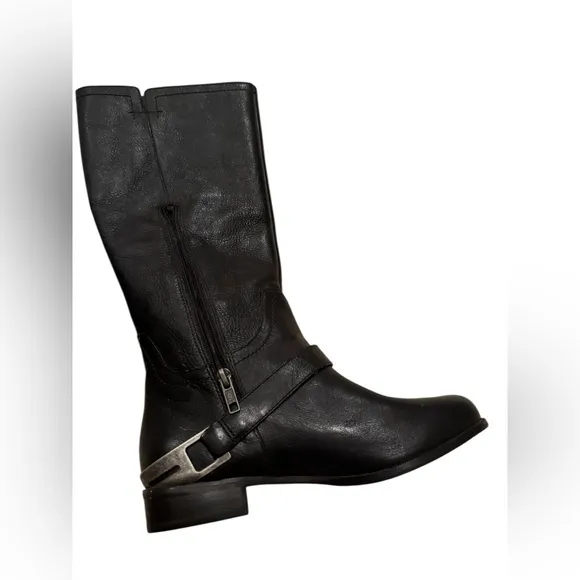UGG Channing II Riding Black Leather Boots 6