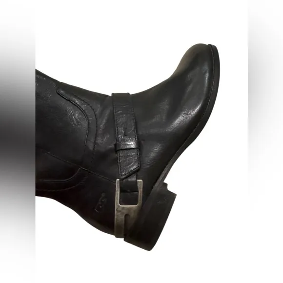 UGG Channing II Riding Black Leather Boots 6