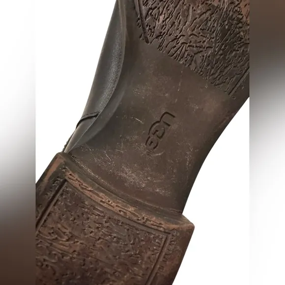 UGG Channing II Riding Black Leather Boots 6