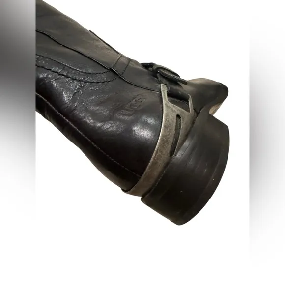 UGG Channing II Riding Black Leather Boots 6