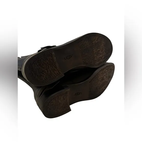 UGG Channing II Riding Black Leather Boots 6