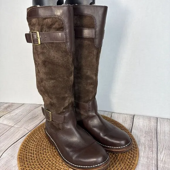 UGG Dunwich Women's Brown Suede Leather Knee High Riding Boots Size 6.5