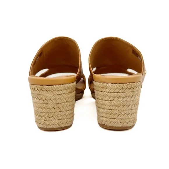 UGG Eirene Cognac Leather Espadrille Wedge Sandals