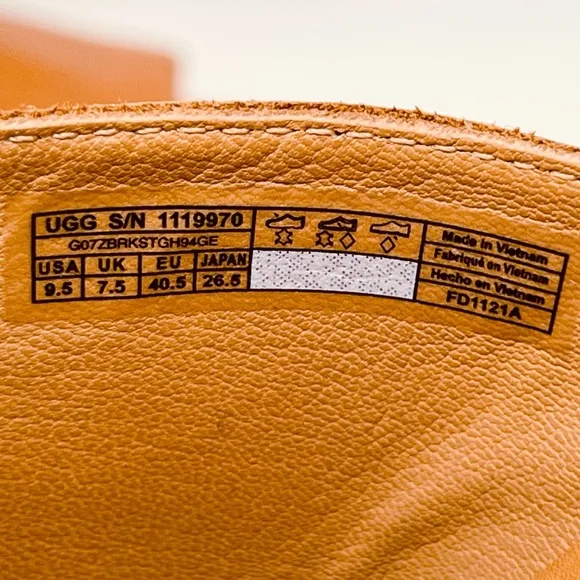 UGG Eirene Cognac Leather Espadrille Wedge Sandals