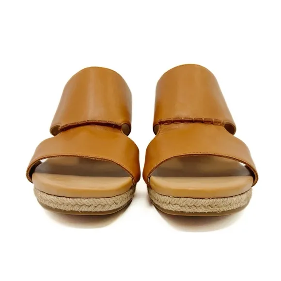 UGG Eirene Cognac Leather Espadrille Wedge Sandals
