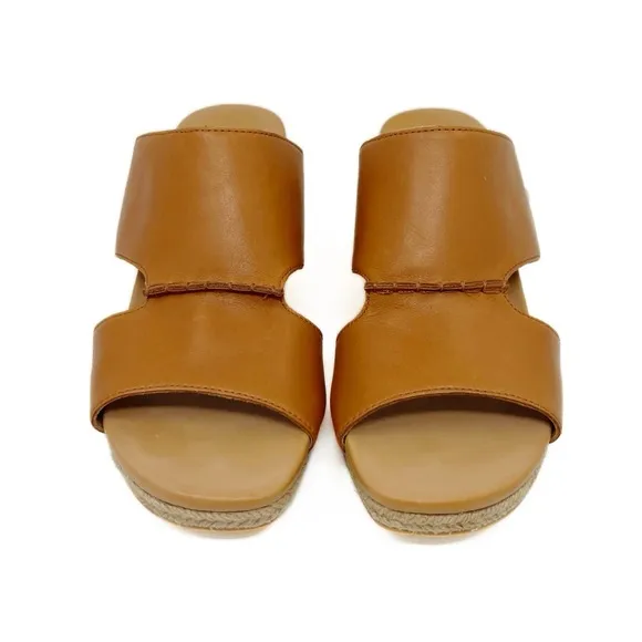 UGG Eirene Cognac Leather Espadrille Wedge Sandals