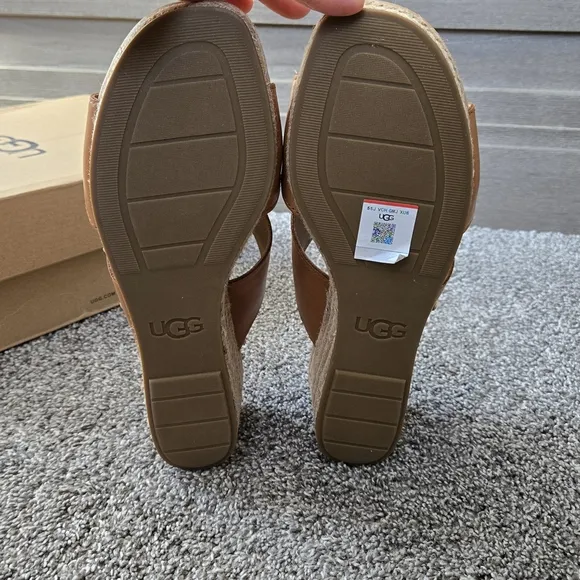 UGG Eirene Sandals Leather Wedge Espadrille NEW size 9