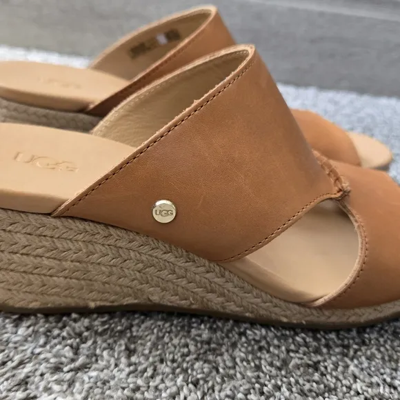 UGG Eirene Sandals Leather Wedge Espadrille NEW size 9