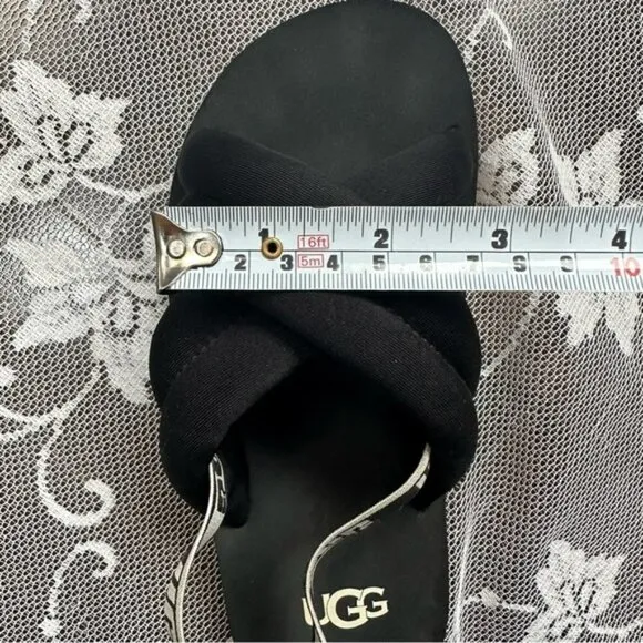 UGG Everlee K Black Nylon Strap Sandals