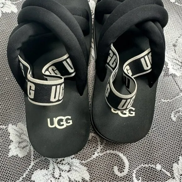 UGG Everlee K Black Nylon Strap Sandals