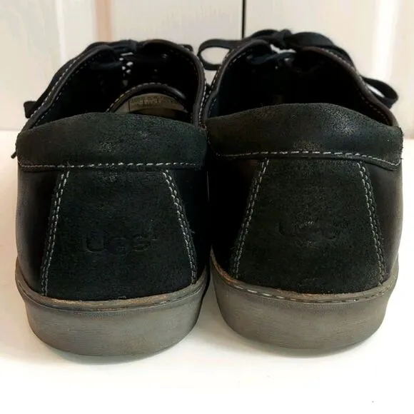 UGG Garrick Oxford Black Leather Sneakers Sz 14