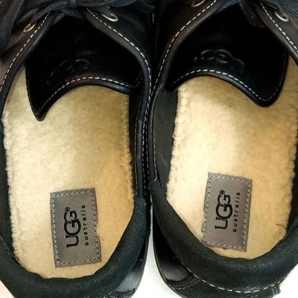 UGG Garrick Oxford Black Leather Sneakers Sz 14