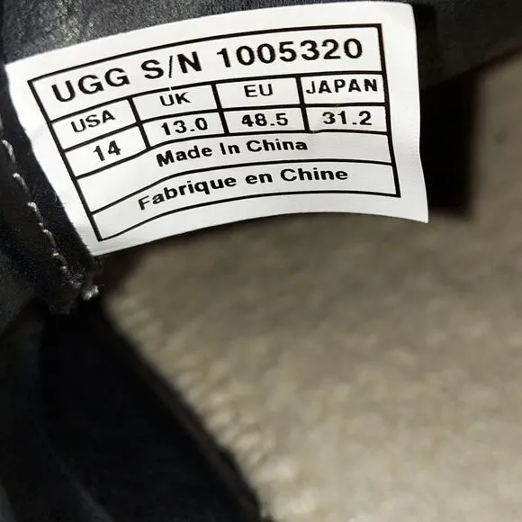 UGG Garrick Oxford Black Leather Sneakers Sz 14
