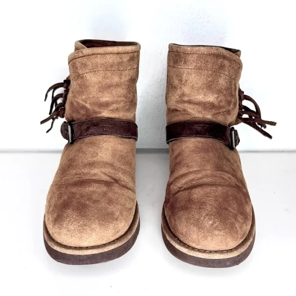 UGG Karisa Booties Ankle Boots with Buckle and Fringe Size 7