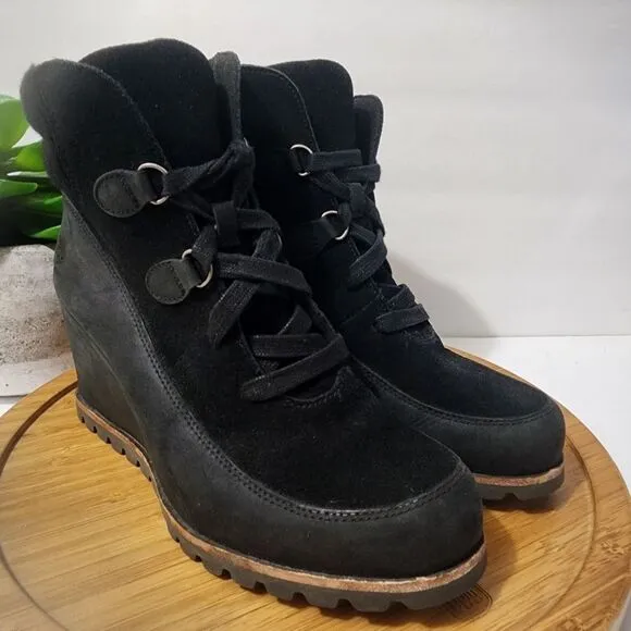 UGG Kriston Suede Platform Bootie Waterproof Leather Wedge Ankle Boot Size 10