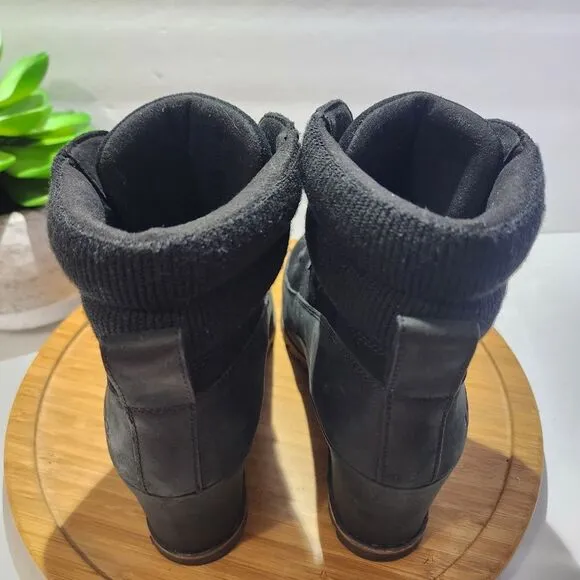 UGG Kriston Suede Platform Bootie Waterproof Leather Wedge Ankle Boot Size 10