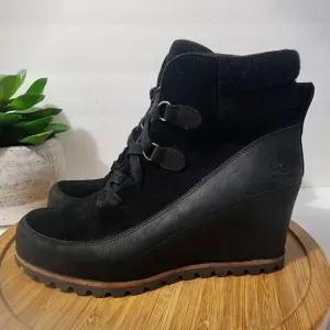 UGG Kriston Suede Platform Bootie Waterproof Leather Wedge Ankle Boot Size 10