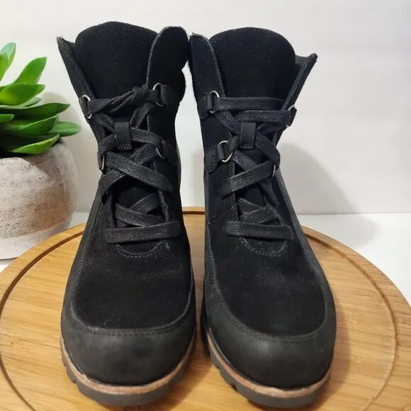 UGG Kriston Suede Platform Bootie Waterproof Leather Wedge Ankle Boot Size 10