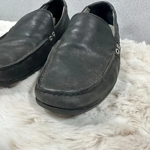 Ugg Loafers Mens 9 Black Leather Slip On Shoes