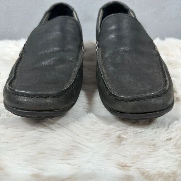 Ugg Loafers Mens 9 Black Leather Slip On Shoes