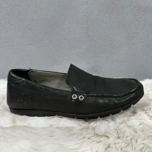 Ugg Loafers Mens 9 Black Leather Slip On Shoes