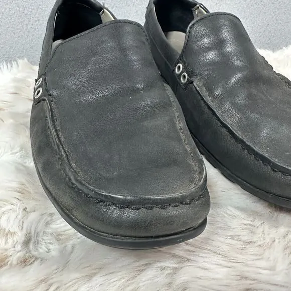Ugg Loafers Mens 9 Black Leather Slip On Shoes
