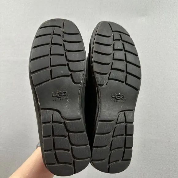 Ugg Loafers Mens 9 Black Leather Slip On Shoes